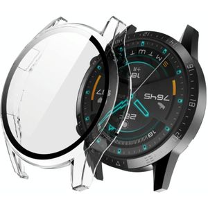 For Huawei Watch GT2 46mm 2 in 1  Tempered Glass Screen Protector + Fully Plating PC Case(Transparent)