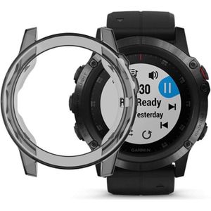 Suitable for Garmin Fenix 5 & 5 Plus transparent TPU Silica Gel Watch Case(Transparent black)