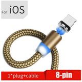 USB to 8 Pin Magnetic Metal Connector Nylon Two-color Braided Magnetic Data Cable  Cable Length: 1m(Gold)