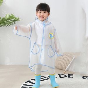 Carton Children Raincoat With Schoolbag Seat Poncho  Size: XXL(Blue Dinosaur)