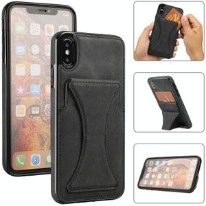 Ultra-thin Shockproof Protective Case with Holder & Metal Magnetic Function For iPhone XS / X(Black)