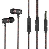 awei ES-660i TPE Weave In-ear Wire Control Earphone with Mic  For iPhone  iPad  Galaxy  Huawei  Xiaomi  LG  HTC and Other Smartphones(Black)