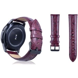 Ostrich Skin Texture Genuine Leather Wrist Watch Band for Samsung Gear S3 22mm(Wine Red)
