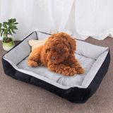 Dog Bone Pattern Big Soft Warm Kennel Pet Dog Cat Mat Blanket  Size: XS  50×40×15cm (Black Grey)