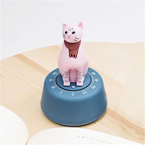 Cartoon Cat Shape Countdown Timer Student Learning Time Manager Kitchen Timer Mechanical Reminder(Royal Blue)