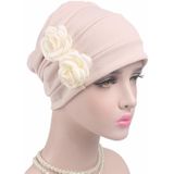 2 PCS Flower Wrinkled Pull-over Confinement Chemotherapy Cap  Size:One  Size(Khaki)