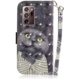 For Samsung Galaxy Note20 Ultra 3D Colored Drawing Horizontal Flip Leather Case with Holder & Card Slots & Wallet & Lanyard(Hug Cat)