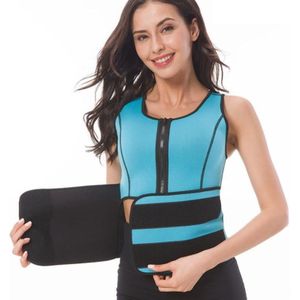 Neoprene Corset Yoga Vest Sweat Suit Postpartum Belly Belt  Size:XXXL(Sky Blue)