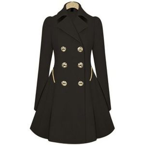 Slim Mid-length Commuter Jacket Trench Coat (Kleur:Zwart Formaat:XL)