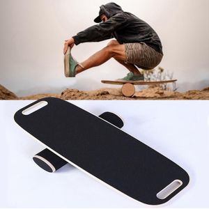 Surfing Ski Balance Board Roller Wooden Yoga Board  Specification: 06B Black Sand With Handle