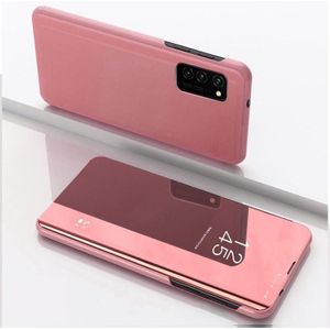 For Samsung Galaxy A82 5G / Quantum 2 Plated Mirror Horizontal Flip Leather Case with Holder(Rose Gold)