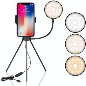 NS-08 Makeup Live Selfie Fill Ring Light Photography LED Dimmable Ring Lamp with Phone Tripod Stand Holder