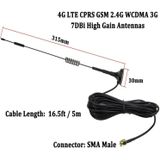 7dBi SMA Male Connector High Gain 4G LTE CPRS GSM 2.4G WCDMA 3G Antenna Network Reception Adapter