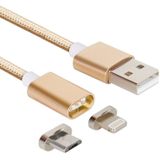 2 in 1 Weave Style 1.2m 5V 2A Micro USB & 8 Pin to USB 2.0 Magnetic Data / Charger Cable  For iPhone  iPad  Samsung  HTC  LG  Sony  Huawei  Lenovo and other Smartphones(Gold)
