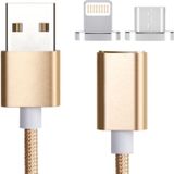 2 in 1 Weave Style 1.2m 5V 2A Micro USB & 8 Pin to USB 2.0 Magnetic Data / Charger Cable  For iPhone  iPad  Samsung  HTC  LG  Sony  Huawei  Lenovo and other Smartphones(Gold)