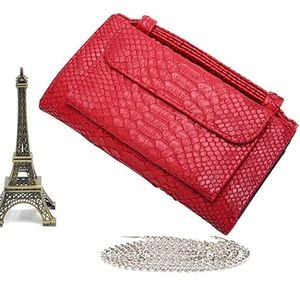 Genuine Leather Women Hand Bag Female Fashion Chain Shoulder Bag Luxury Designer Tote Messenger Bags(Red)