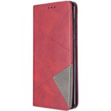 For Samsung Galaxy A31 Rhombus Texture Horizontal Flip Magnetic Leather Case with Holder & Card Slots & Wallet(Red)