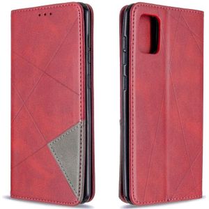 For Samsung Galaxy A31 Rhombus Texture Horizontal Flip Magnetic Leather Case with Holder & Card Slots & Wallet(Red)