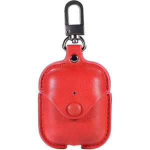 PU Leather Wireless Bluetooth Earphone Protective Case for Apple AirPods 1 / 2  with Metal Buckle(Red)