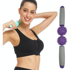 2 PCS 2-Ball Muscle Massage Relaxation Hedgehog Ball Yoga Stick Roller Stick(Purple)