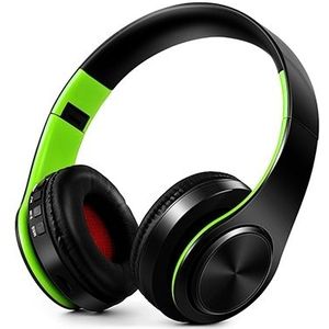 HIFI Stereo Wireless Bluetooth Headphone for Xiaomi iPhone Sumsamg Tablet  with Mic  Support SD Card & FM(Green black)