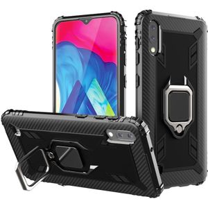 For Samsung Galaxy A10 / M10 Carbon Fiber Protective Case with 360 Degree Rotating Ring Holder(Black)