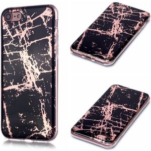 For iPhone 7 / 8 Plating Marble Pattern Soft TPU Protective Case(Black Gold)