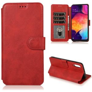 For Samsung Galaxy A50 / A70 Calf Texture Magnetic Buckle Horizontal Flip Leather Case with Holder & Card Slots & Wallet & Photo Frame(Red)