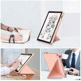 For Amazon Kindle Fire HD 10 / 10 Plus 2021 Cloth Texture Multi-folding Horizontal Flip PU Leather Shockproof Case with Holder(Rose Gold)