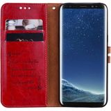 For Galaxy S8 Business Style Oil Wax Texture Horizontal Flip Leather Case with Holder & Card Slots & Wallet(Red)