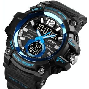 SKMEI 1725 Three Time LED Digital Display Timing Luminous Electronic Watch(Blue)