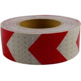 PVC Crystal Color Arrow Reflective Film Truck Honeycomb Guidelines Warning Tape Stickers 5cm x 25m(Red White)