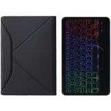 B500S Diamond Texture Triangle Back Holder Splittable Bluetooth Keyboard Leather Case with Backlight for Samsung Galaxy Tab A7 10.4 2020(Black+Black)