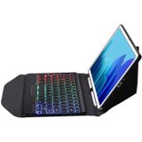 B500S Diamond Texture Triangle Back Holder Splittable Bluetooth Keyboard Leather Case with Backlight for Samsung Galaxy Tab A7 10.4 2020(Black+Black)