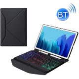 B500S Diamond Texture Triangle Back Holder Splittable Bluetooth Keyboard Leather Case with Backlight for Samsung Galaxy Tab A7 10.4 2020(Black+Black)