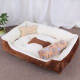 Dog Bone Pattern Big Soft Warm Kennel Pet Dog Cat Mat Blanket with Blanket Size: XXS  45×30×15cm (Brown White)