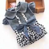 Pet Clothes Autumn And Winter Skirt Thin Dog Skirt Small Dog Princess Bow Denim Skirt  Size: M