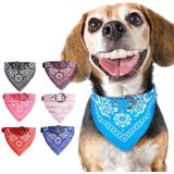 Adjustable Dog Bandana Leather Printed Soft Scarf Collar Neckerchief for Puppy Pet  Size:M(Pink)