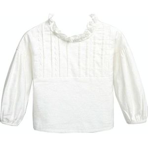 Girls Solid Color Round Neck Long Sleeve Bottoming Shirt (Color:White Size:120)