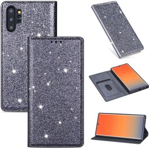 For Samsung Galaxy Note 10 Plus Ultrathin Glitter Magnetic Horizontal Flip Leather Case with Holder & Card Slots(Gray)