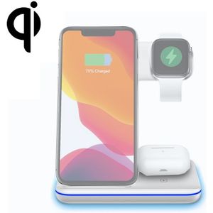 Z5A QI Vertical Magnetic Wireless Charger for Mobile Phones & Apple Watches & AirPods / Samsung Galaxy Buds / Huawei Free Buds  with Touch Ring Light (White)