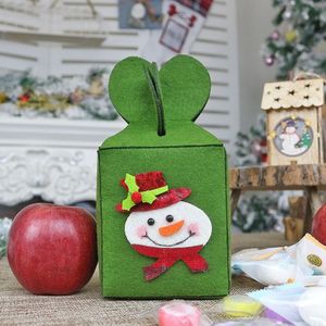 4 PCS Foldable Apple Gift Packaging Bag Creative Non-woven Bag Christmas Decoration(Snowman)