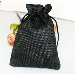 50 PCS Multi size Linen Jute Drawstring Gift Bags Sacks Wedding Birthday Party Favors Drawstring Gift Bags  Size:13x18cm(Black)