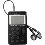 Portable AM / FM Two Bands Rechargeable Stereo Radio Mini Receiver with & LCD Screen & Earphone Jack & Lanyard (Black)