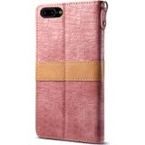 Splicing Color Crocodile Texture PU Horizontal Flip Leather Case for iPhone 7 Plus / 8 Plus  with Wallet & Holder & Card Slots & Lanyard (Pink)