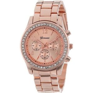 Women Alloy Diamond Stainless Steel Belt Watch(Rose Gold with Diamond)