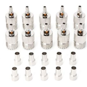 10 PCS UHF Female Jack SO239 Crimped RF Connector Coaxial Adapter