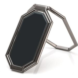 Folding And Sticking Zinc Alloy Mobile Phone Ring Holder Car Magnetic Ring Buckle(Cool Black)