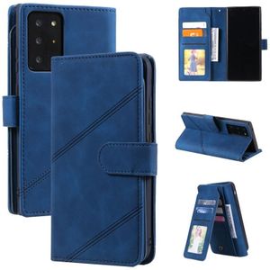 For Samsung Galaxy Note20 Ultra Skin Feel Business Horizontal Flip PU Leather Case with Holder & Multi-Card Slots & Wallet & Lanyard & Photo Frame(Blue)