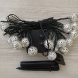 Ironwork Hollow Small Ball Outdoor LED Light String Garden Festival Decoration Light with Remote Control  Specification:Waterproof Battery Box 50 LEDs(Warm White)